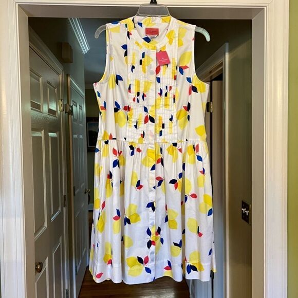 NWT Kate Spade Lemon Zest Shirtdress Shirt Dress Size LARGE - Picture 1 of 6